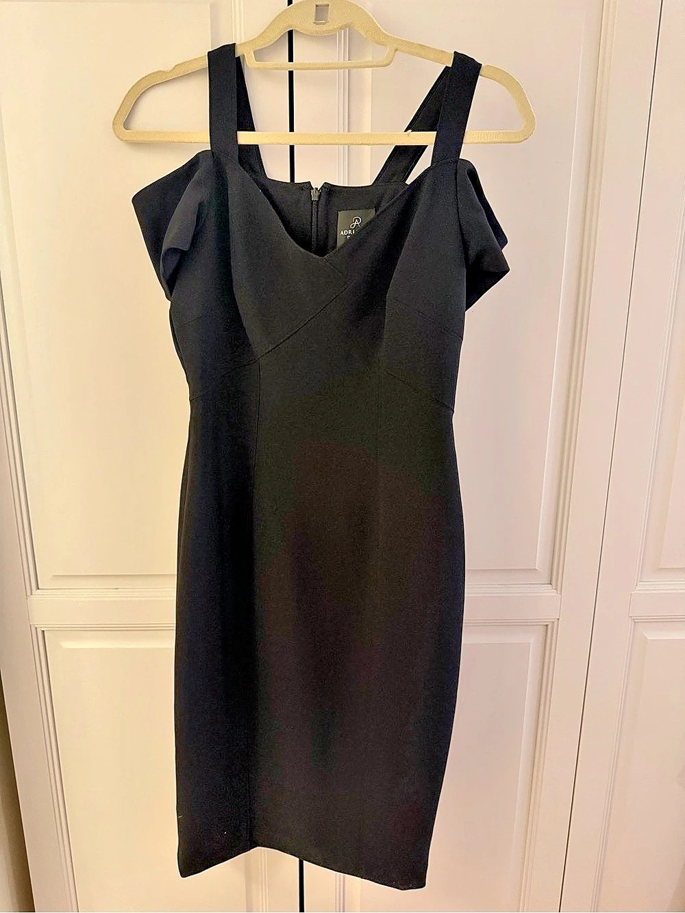 Adrianna Papell Off the Shoulder Sheath Dress Black Size 2 NWT